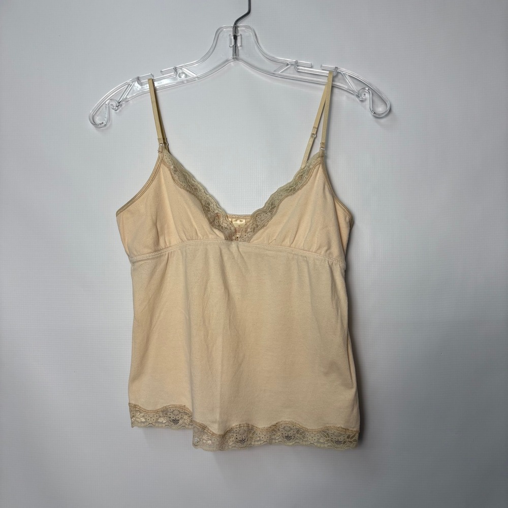 Vintage Y2K Abercrombie & Fitch Peach Lace Trim Babydoll Cami Top Medium